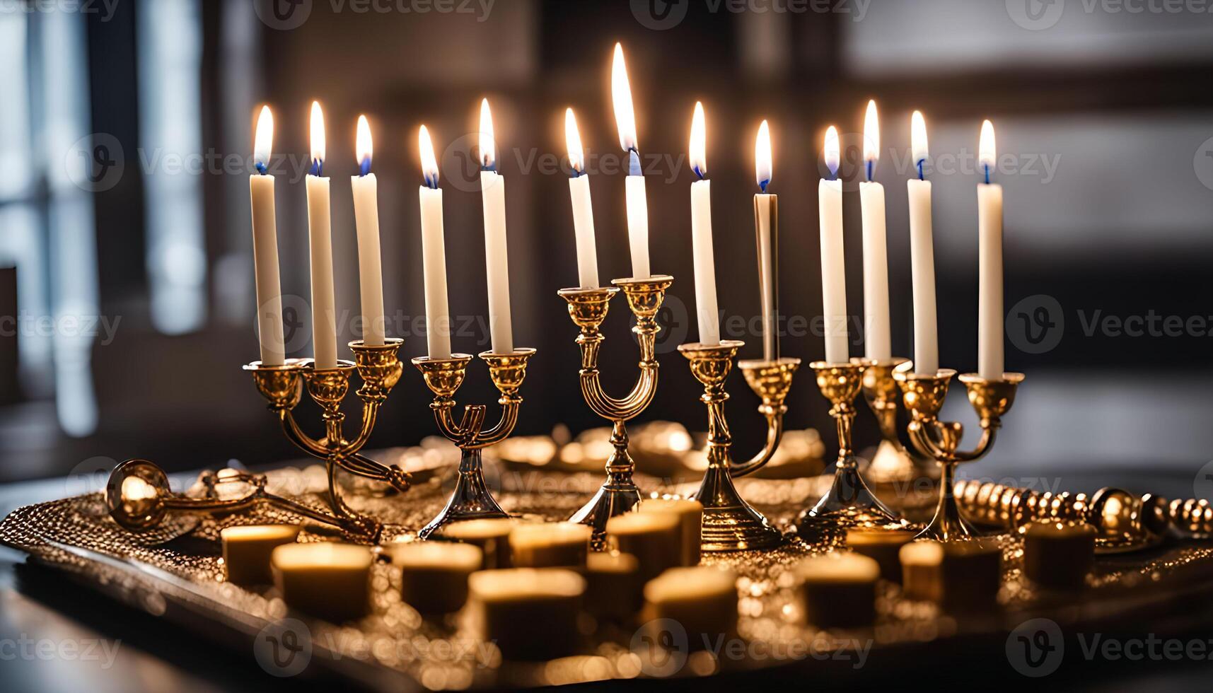 Candles lit for a festive celebration photo