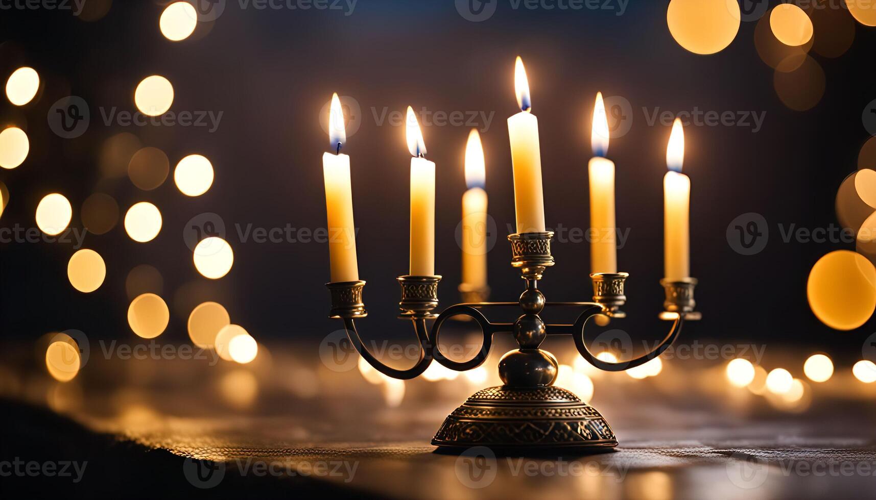Candlestick with burning candles photo