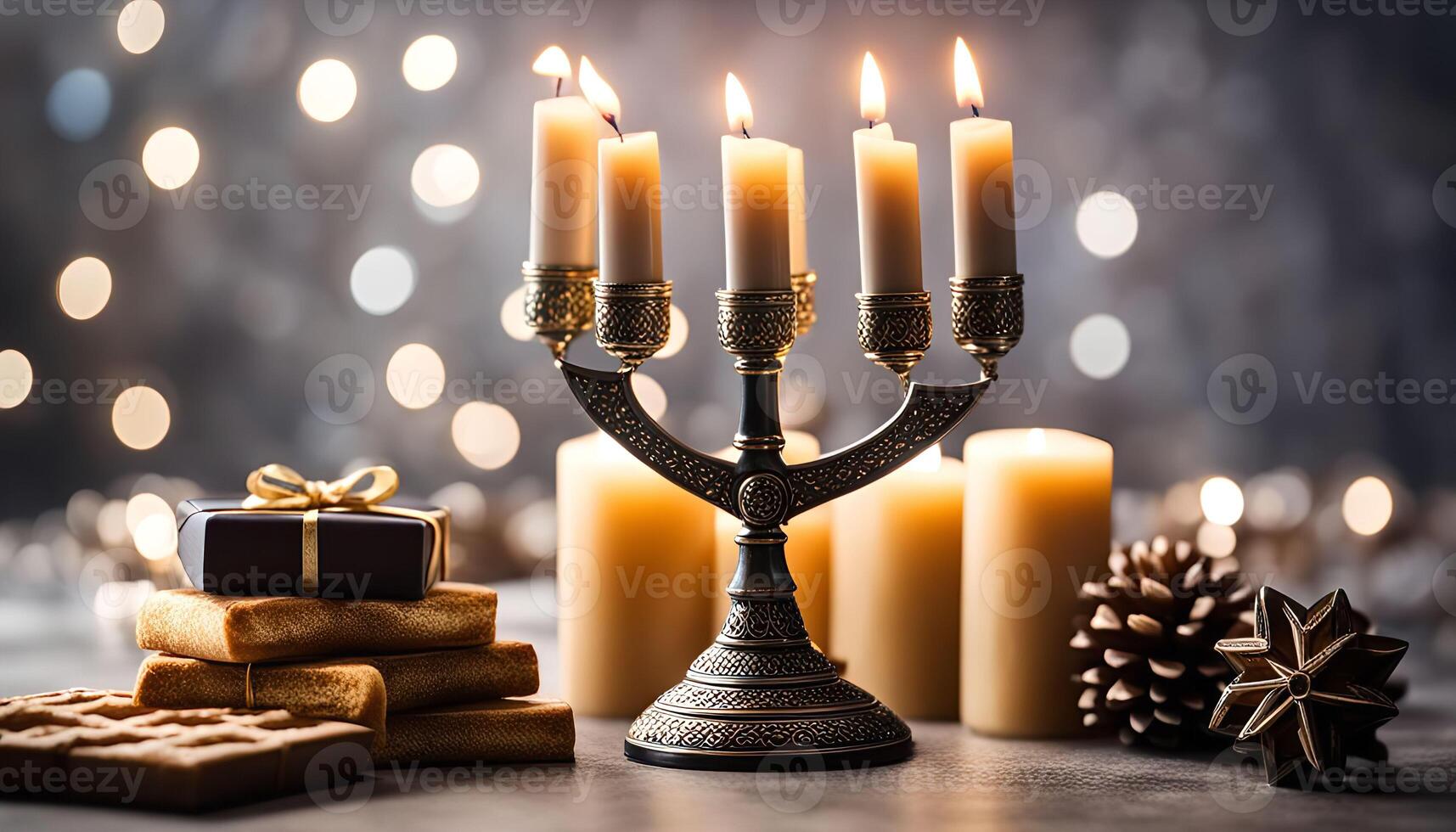 Candles and Gifts, a Warm Holiday Setting photo