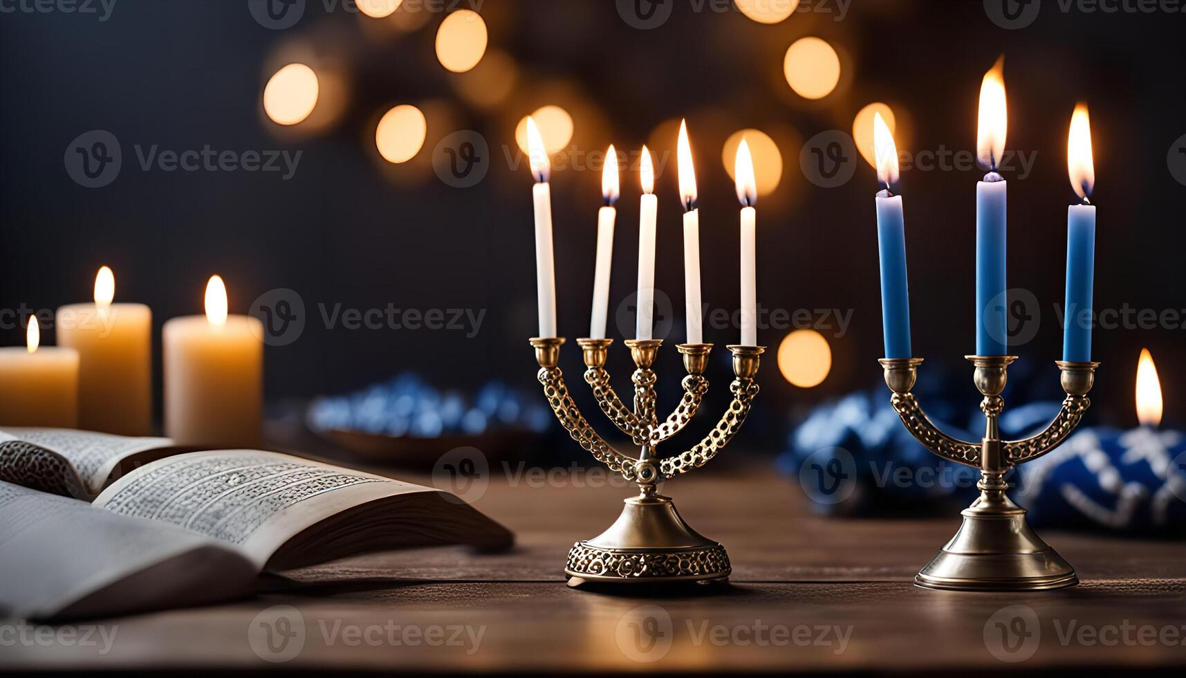 Menorah and Candles for Hanukkah photo