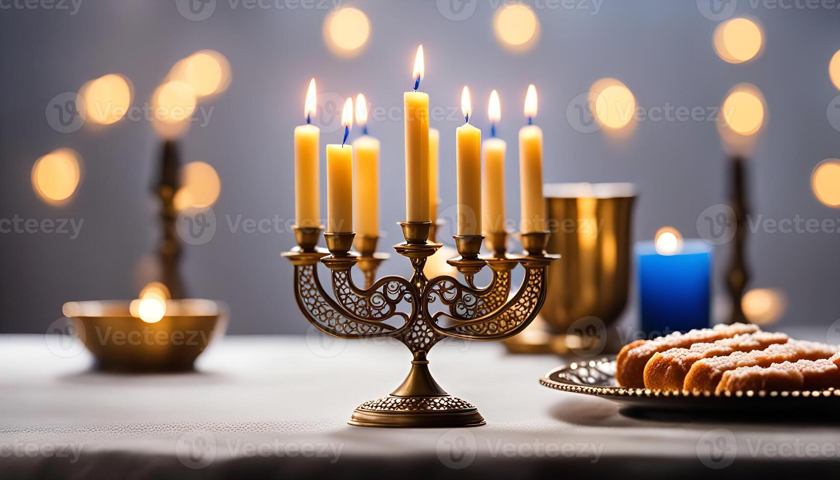 Menorah with Candles for Hanukkah photo