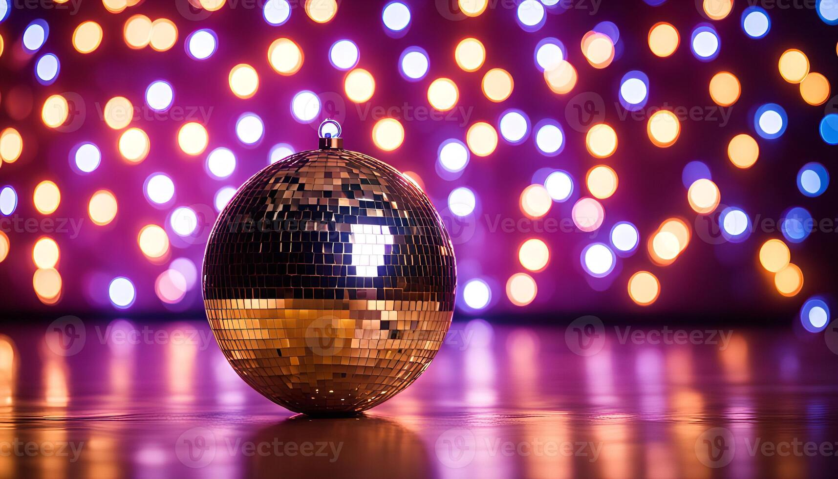 Disco Ball with Purple and Yellow Lights photo
