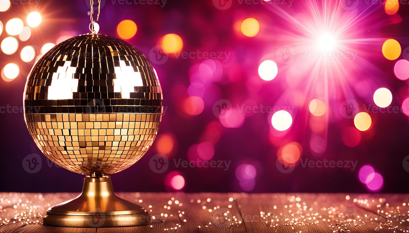 Disco Ball with Pink and Yellow Lights photo