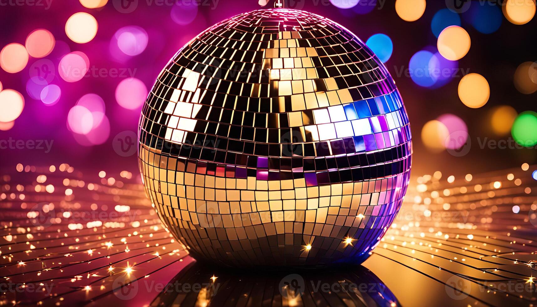 Disco Ball with Colorful Bokeh Lights photo