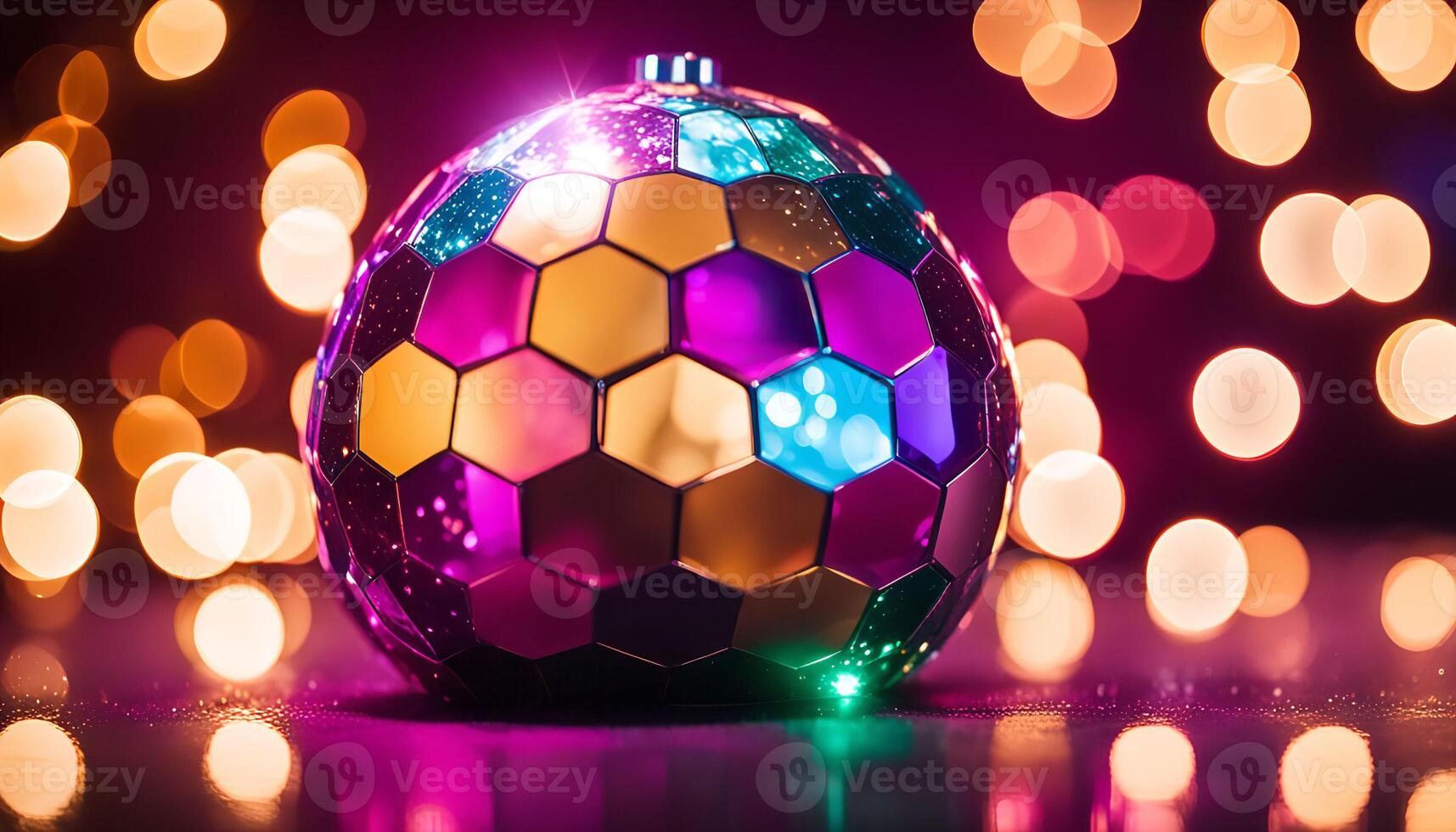 Shiny Disco Ball with Blurry Lights photo