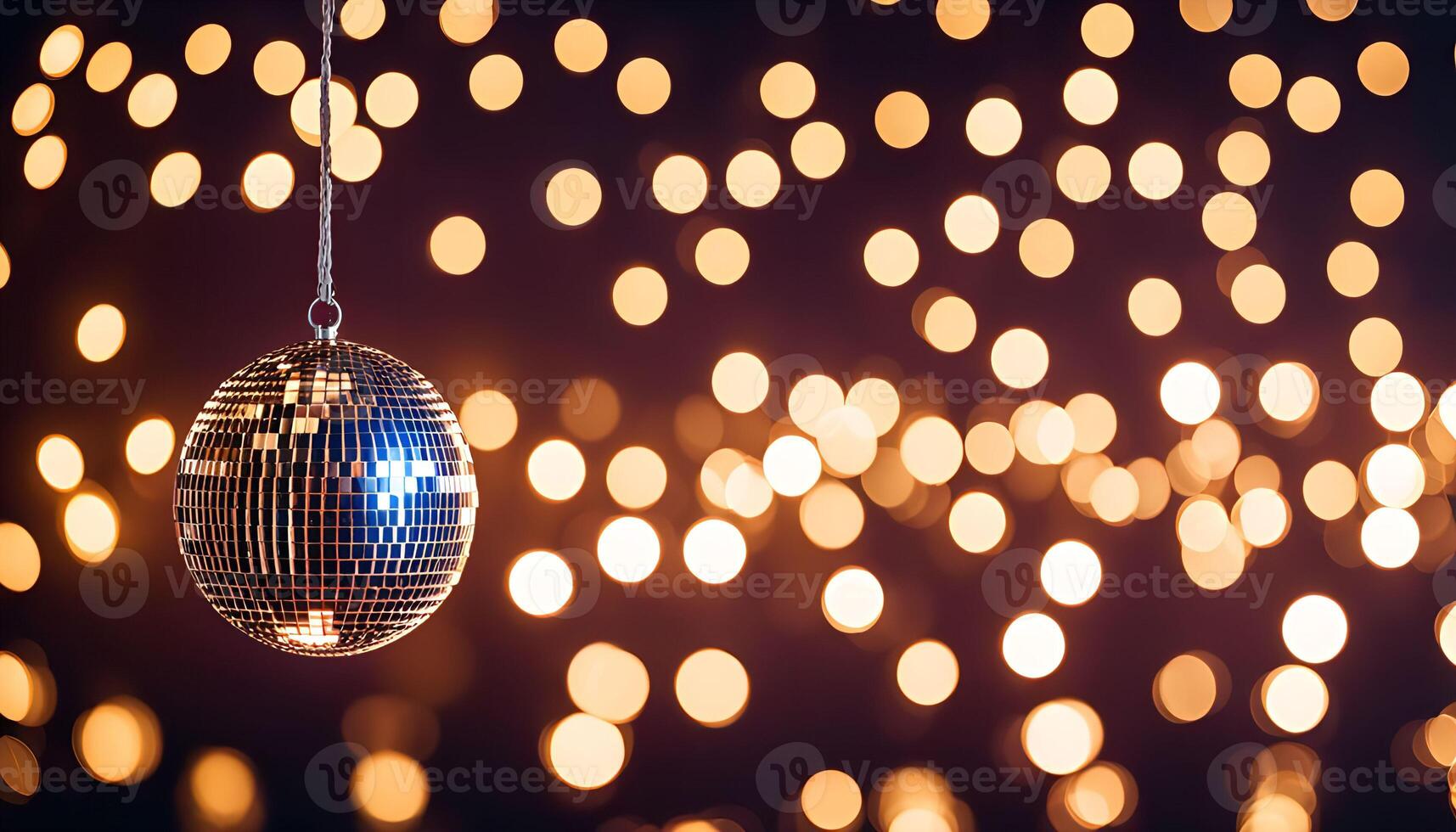 Disco Ball Hanging with Bokeh Lights photo
