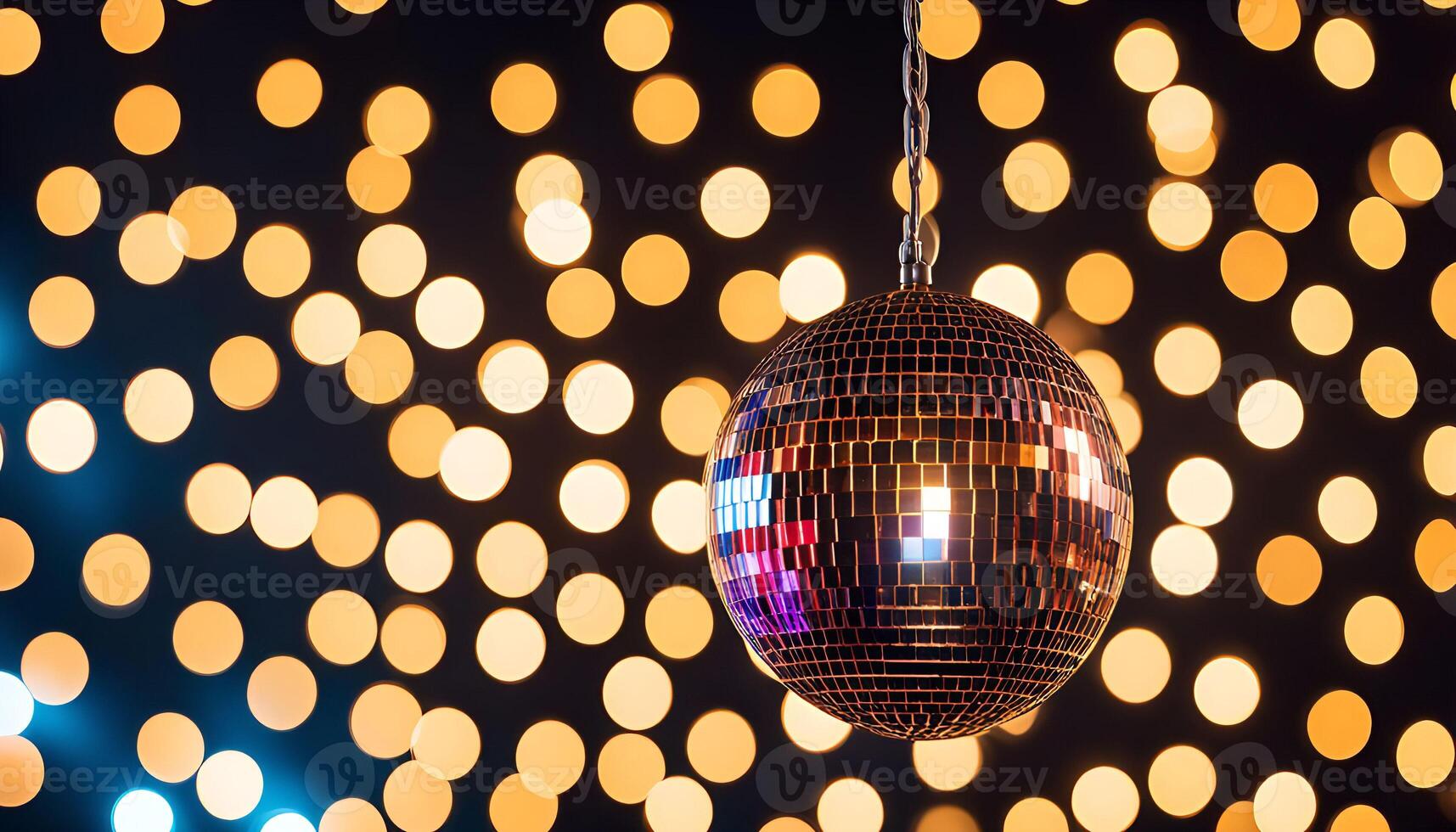 Disco Ball Hanging With Bokeh Lights photo