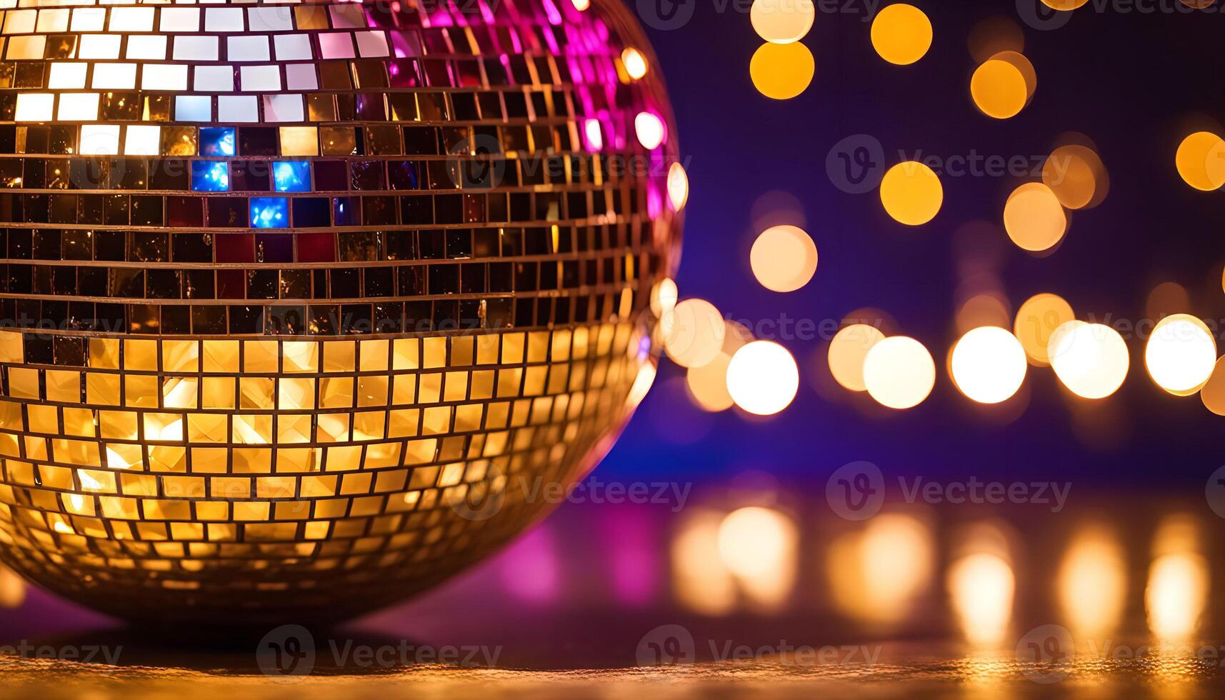 Disco Ball Close-up with Bokeh Lights photo