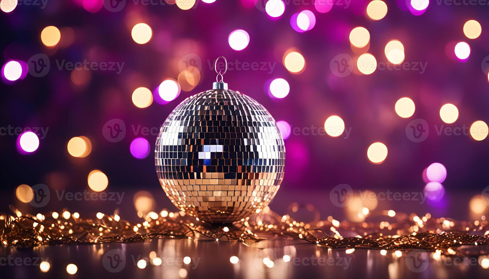 Disco Ball with Festive Lights photo