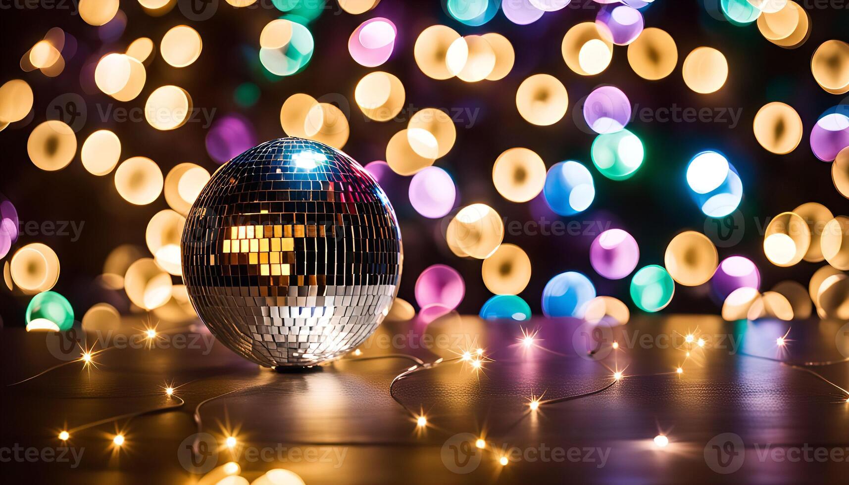 Disco Ball with Festive Lights photo