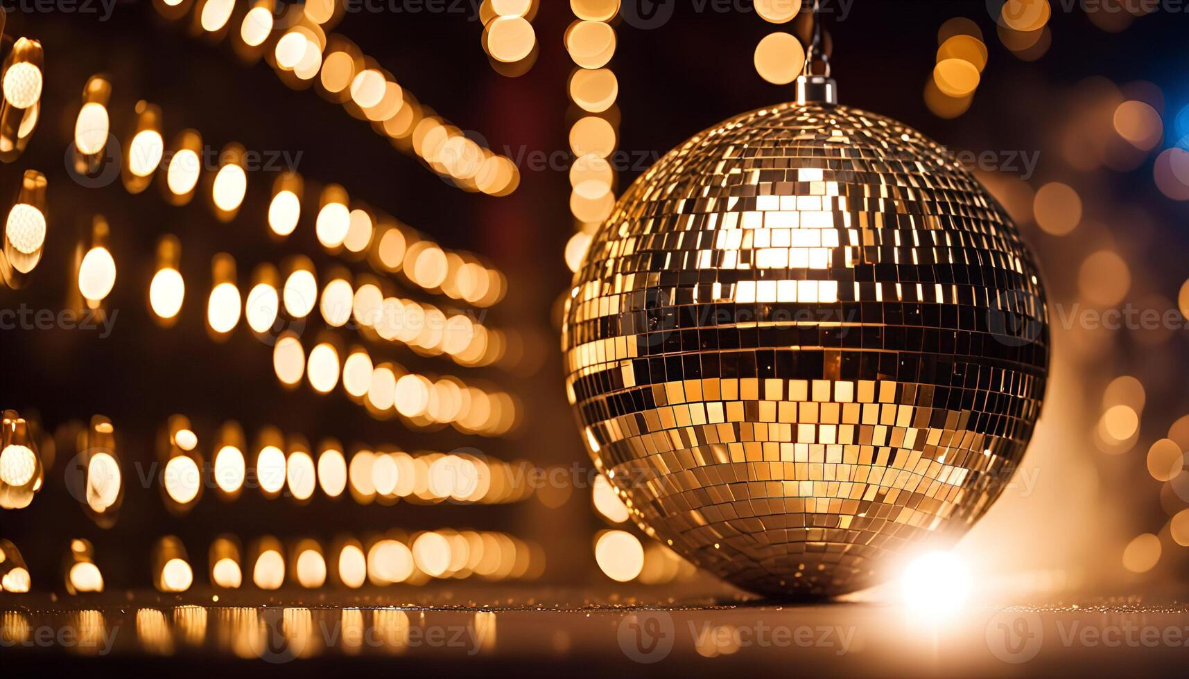 Golden Disco Ball with Blurry Lights photo