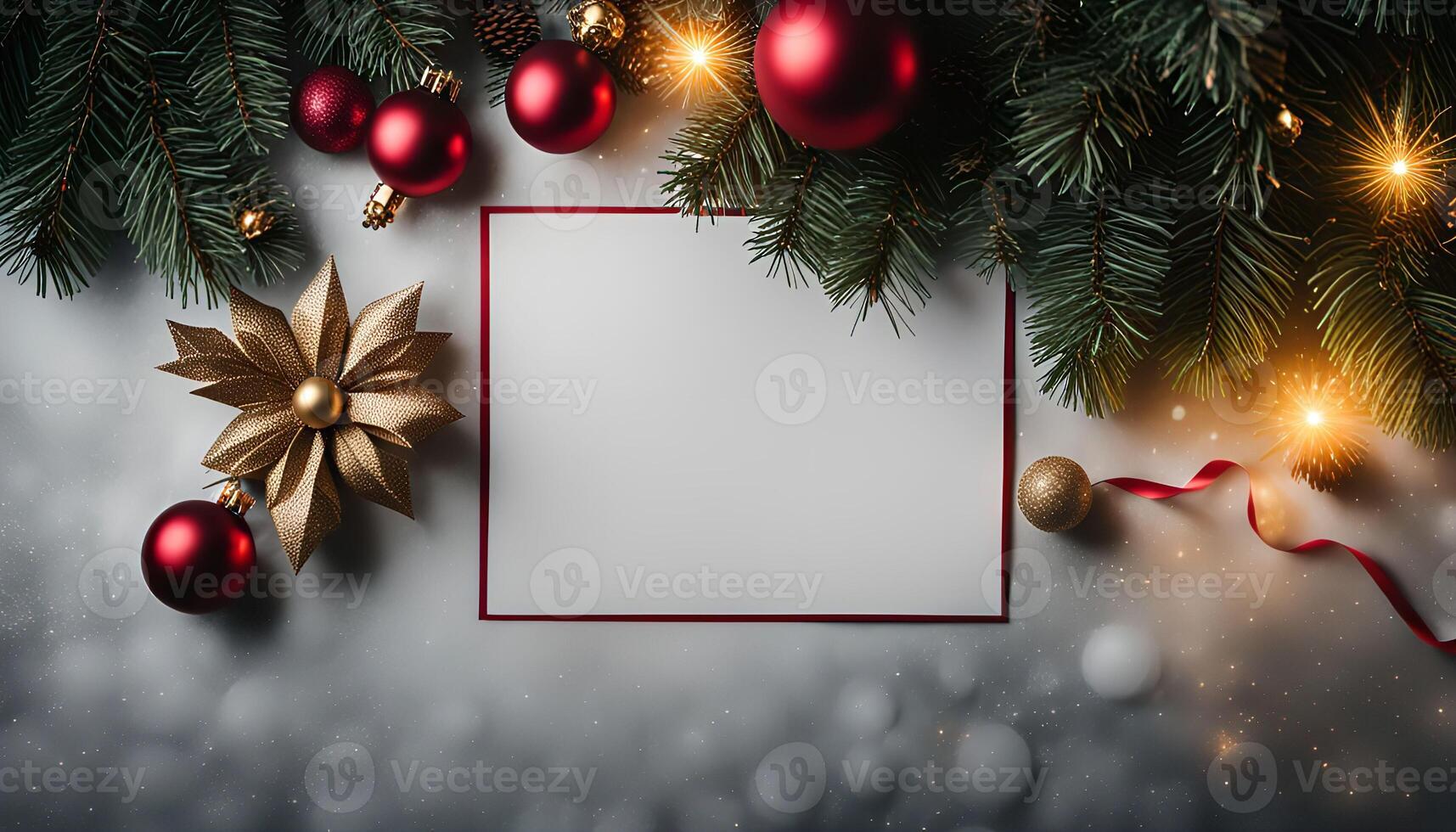 Christmas Card Mockup with Festive Decorations photo