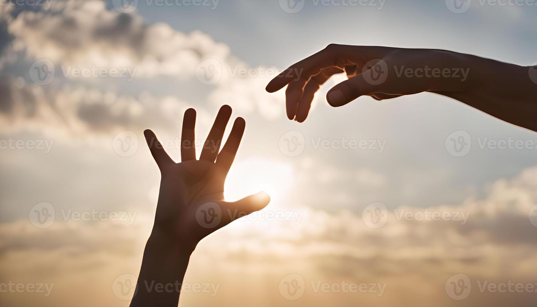 Reaching for the Light A Silhouette of Hope and Connection photo