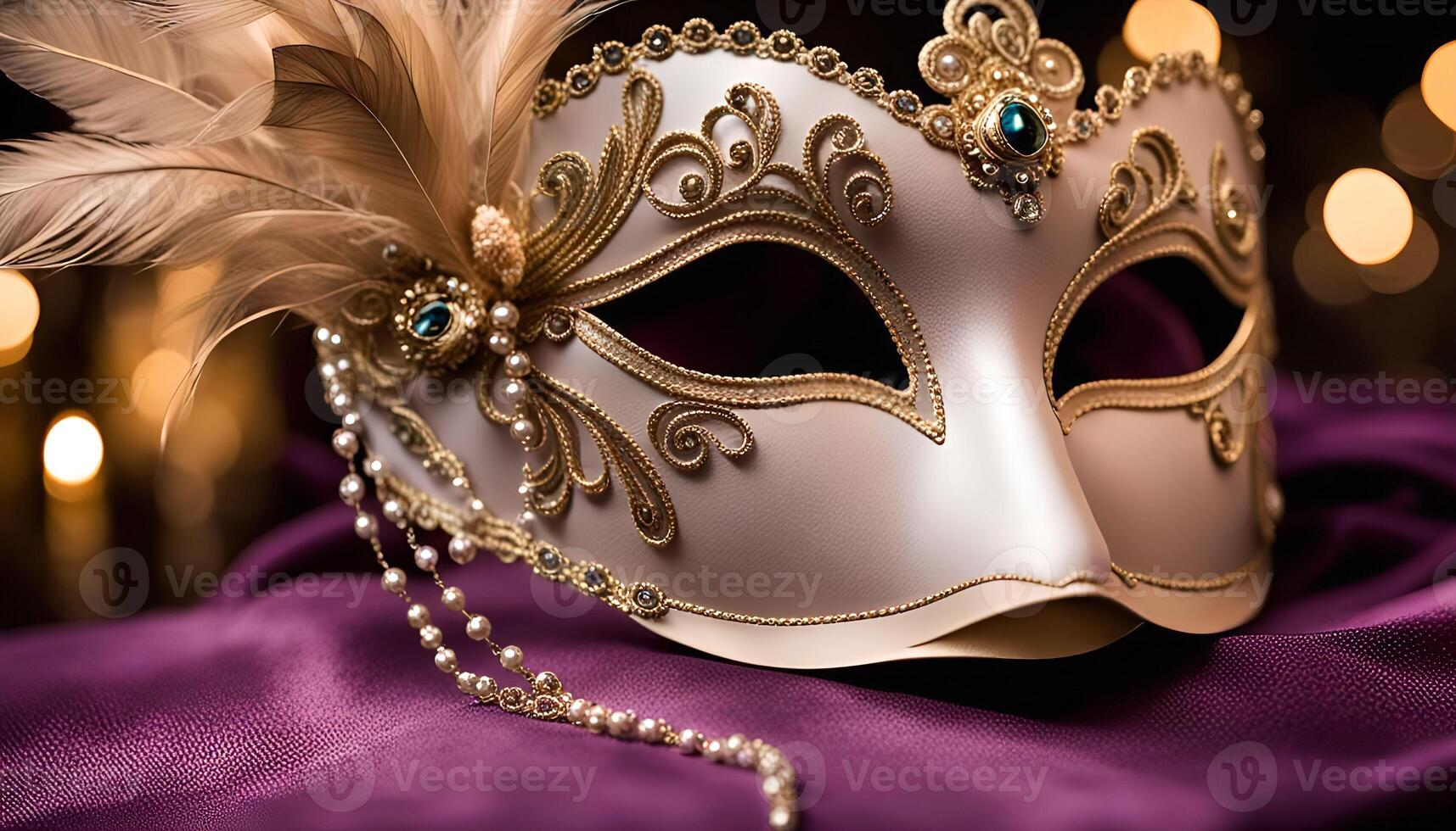 Elegant Venetian Mask with Golden Embellishments photo