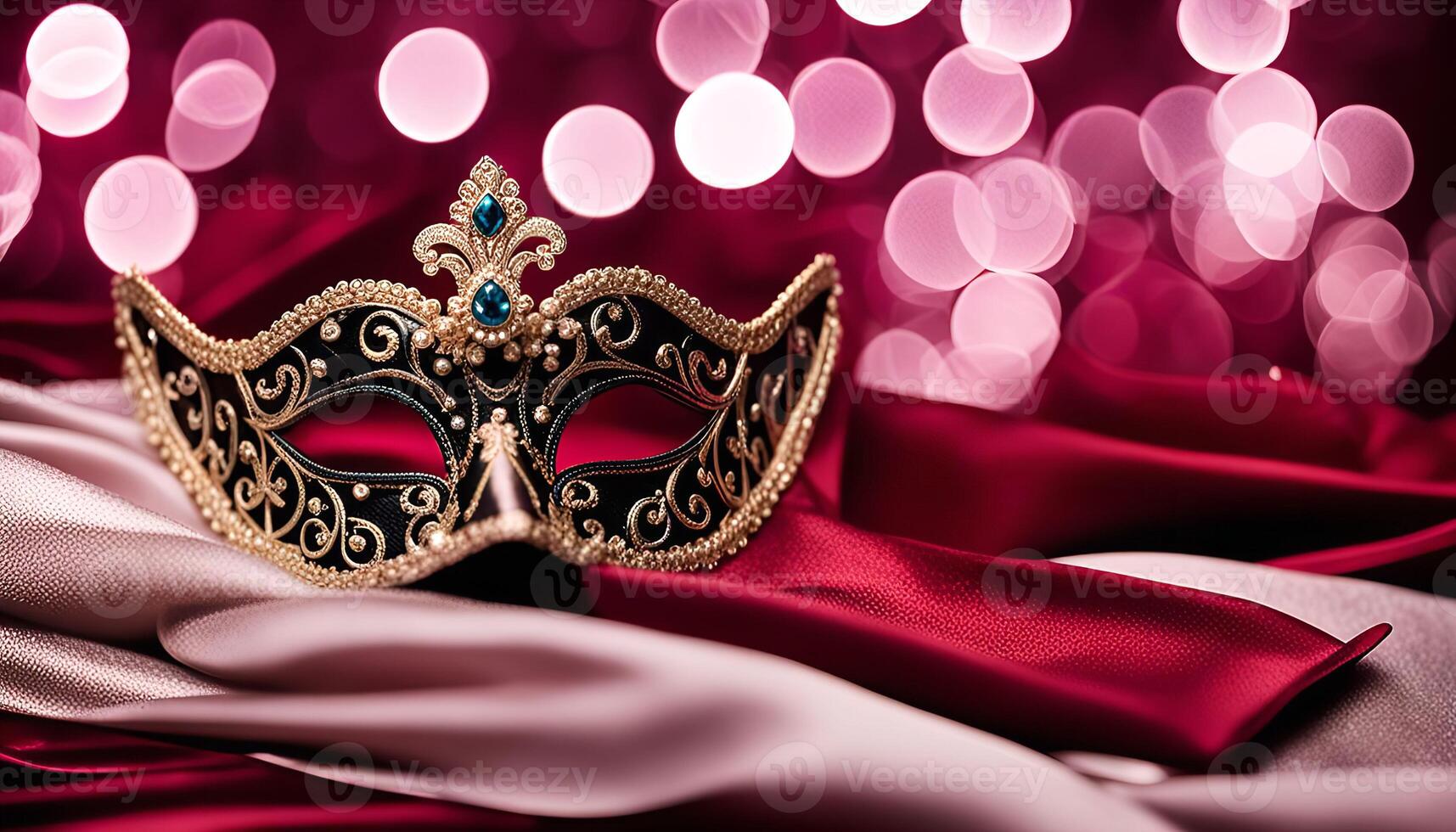 Masquerade Mask on Silk Fabric photo