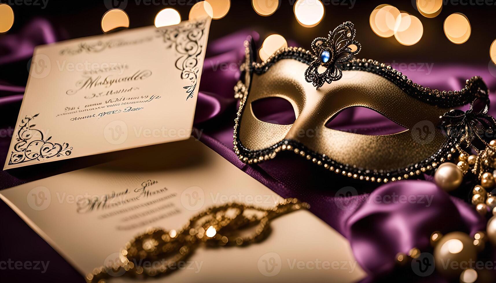 Masquerade Party Invitation with Elegant Mask photo