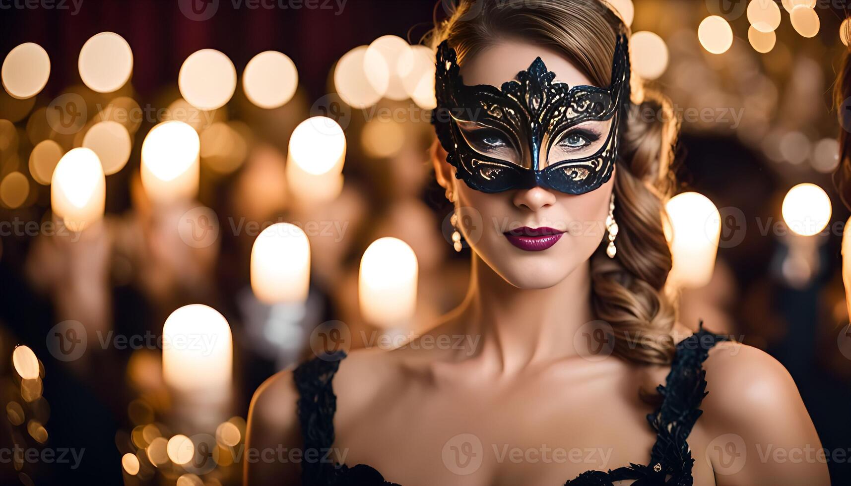 Mysterious Woman in a Black Lace Mask photo