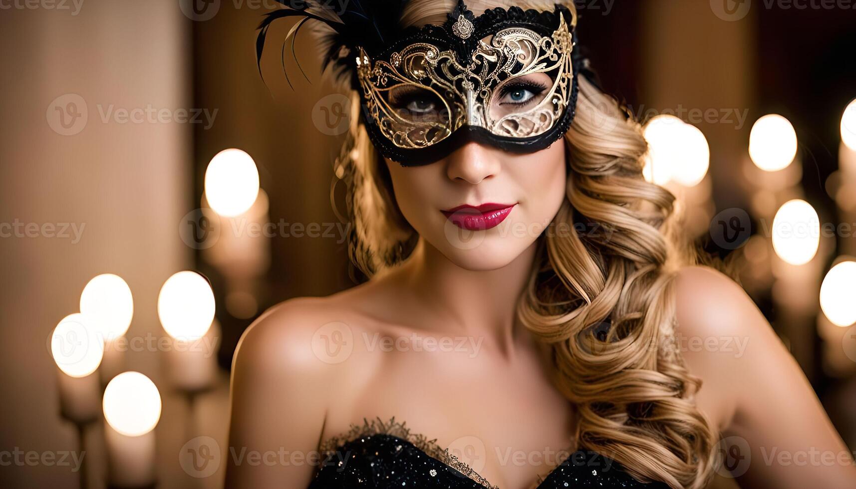 Elegant Woman in Masquerade Mask photo
