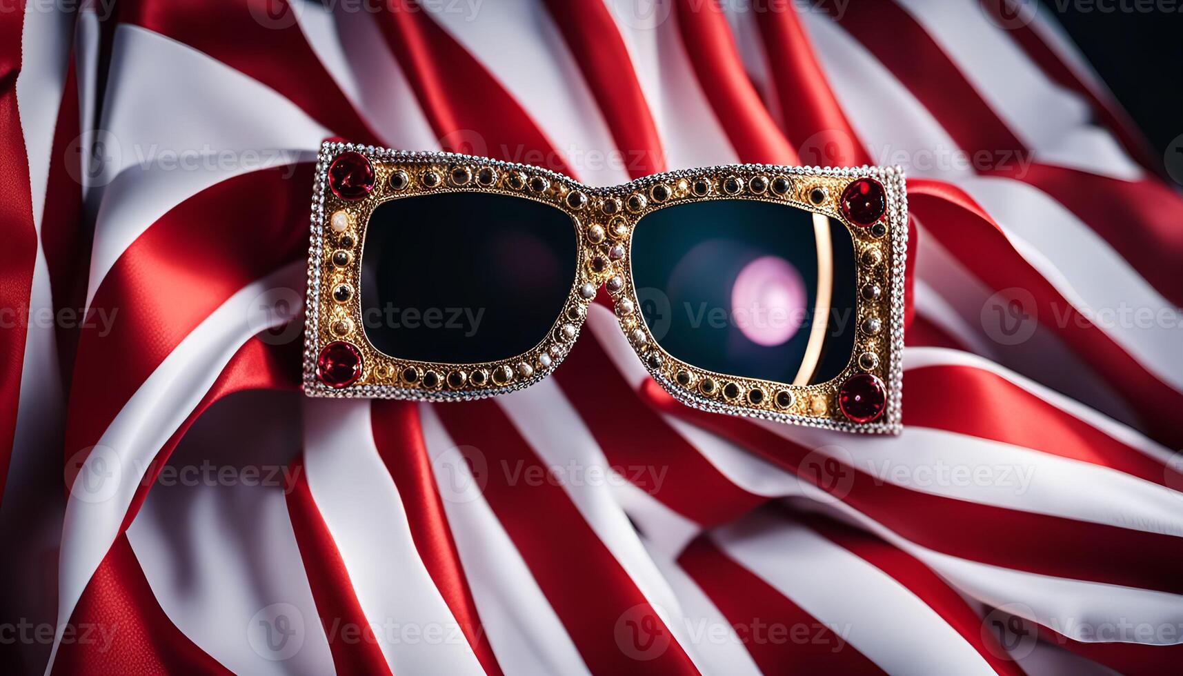 Luxurious Sunglasses on Red and White Fabric photo