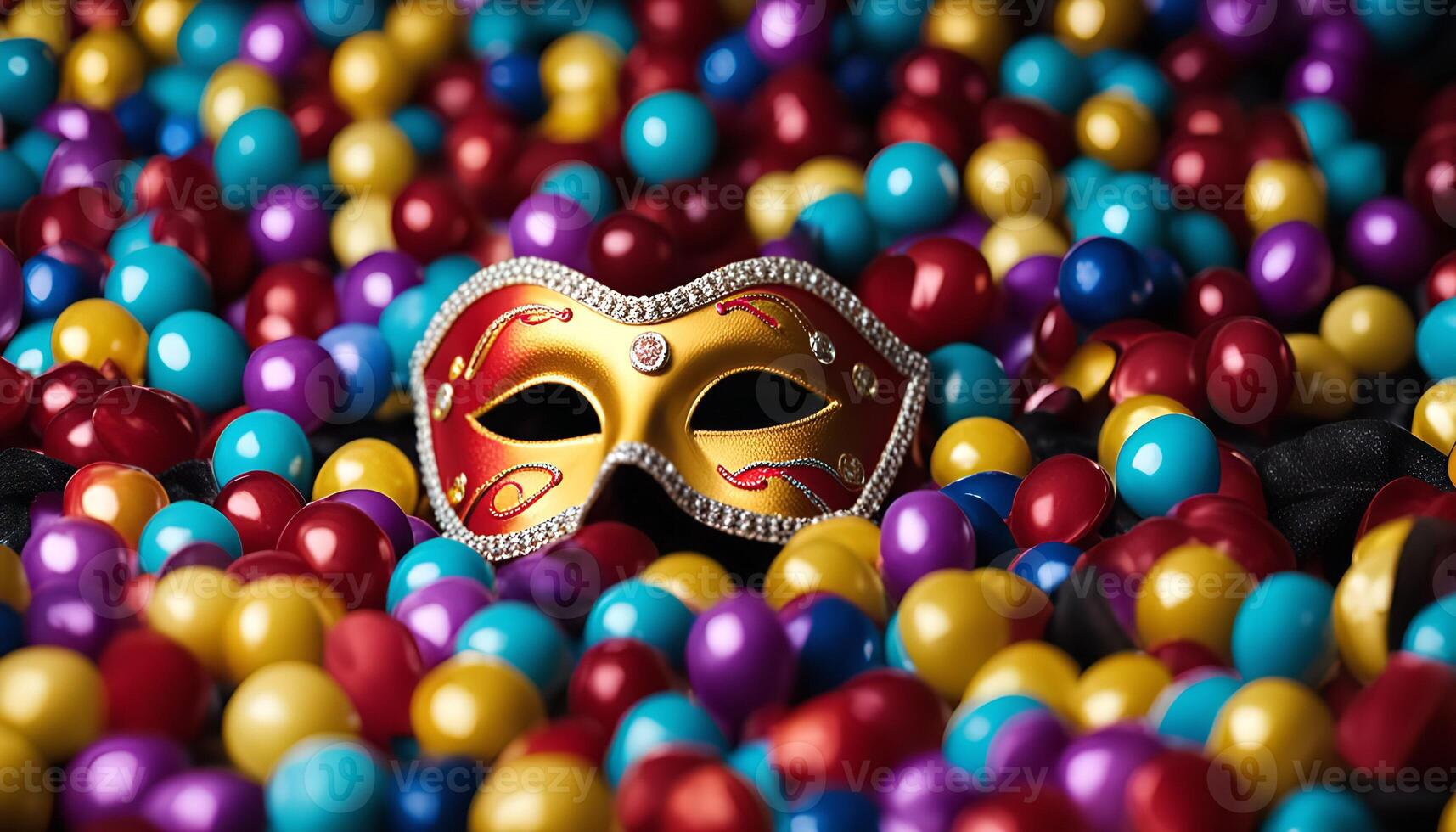 Golden Mask in Colorful Beads photo