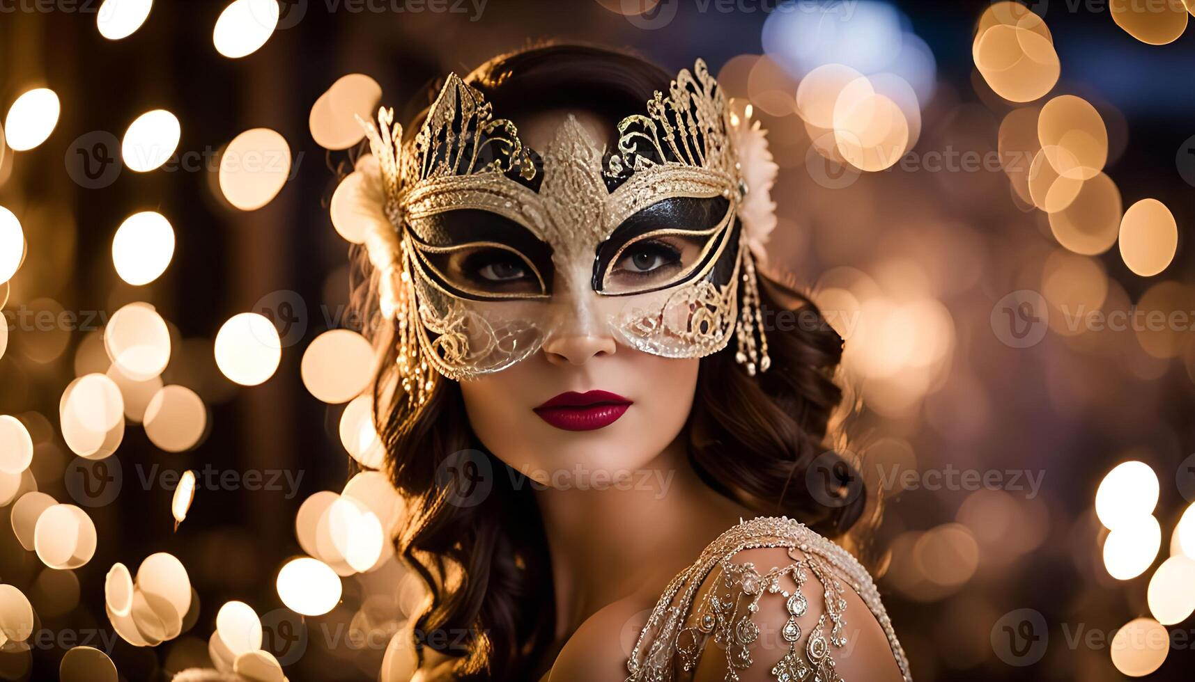 Mysterious Woman Wearing a Golden Mask photo