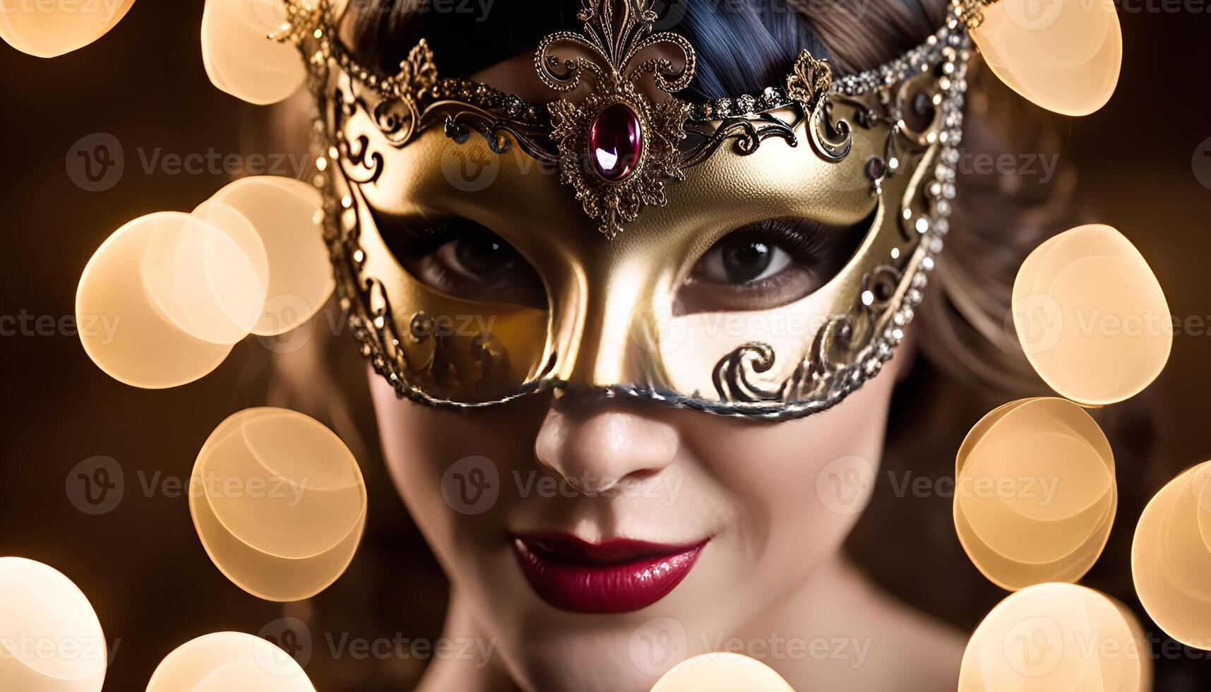 Mysterious Woman in Venetian Mask photo