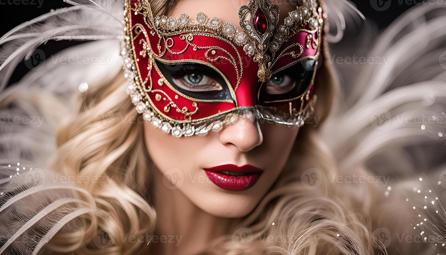 Mysterious and Elegant Woman with Venetian Mask photo