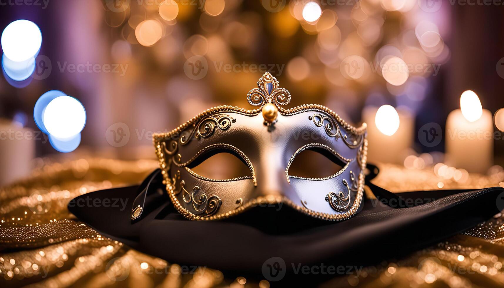 Elegant Venetian Mask on Black Velvet photo
