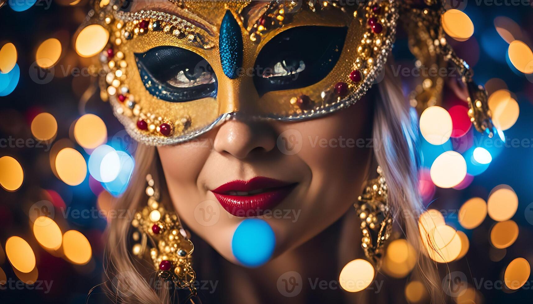 Mysterious Woman Wearing a Golden Mask photo