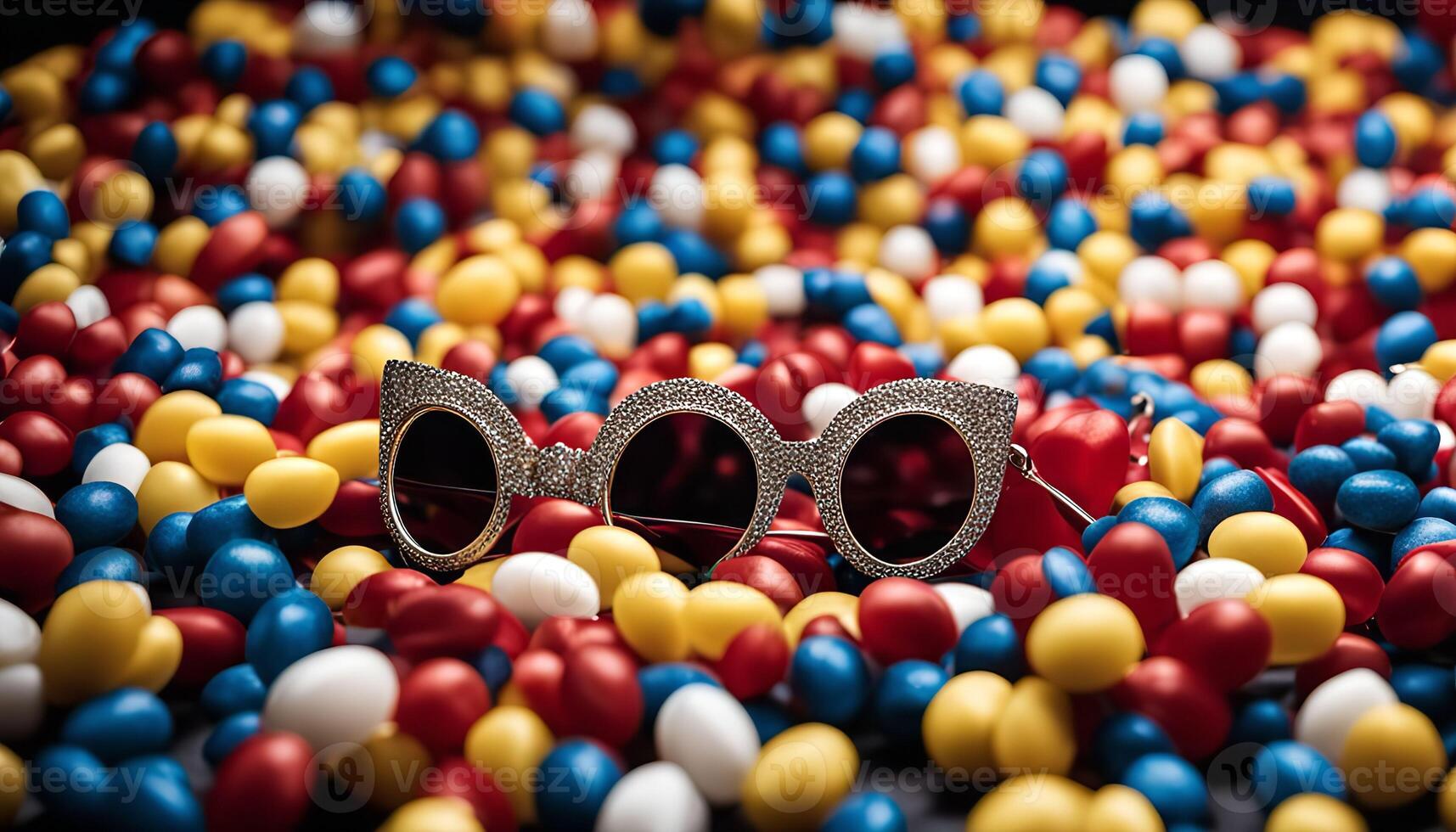 Sunglasses in a Sea of Colorful Candies photo