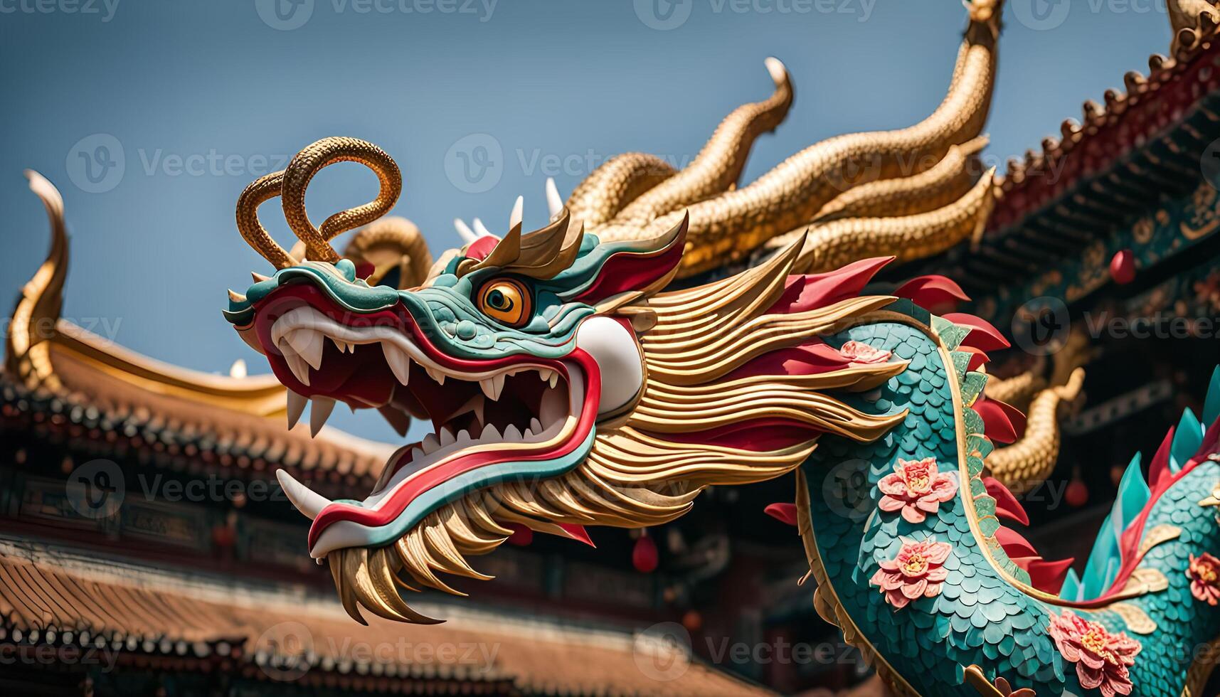 Dragon Statue at a Chinese Temple photo