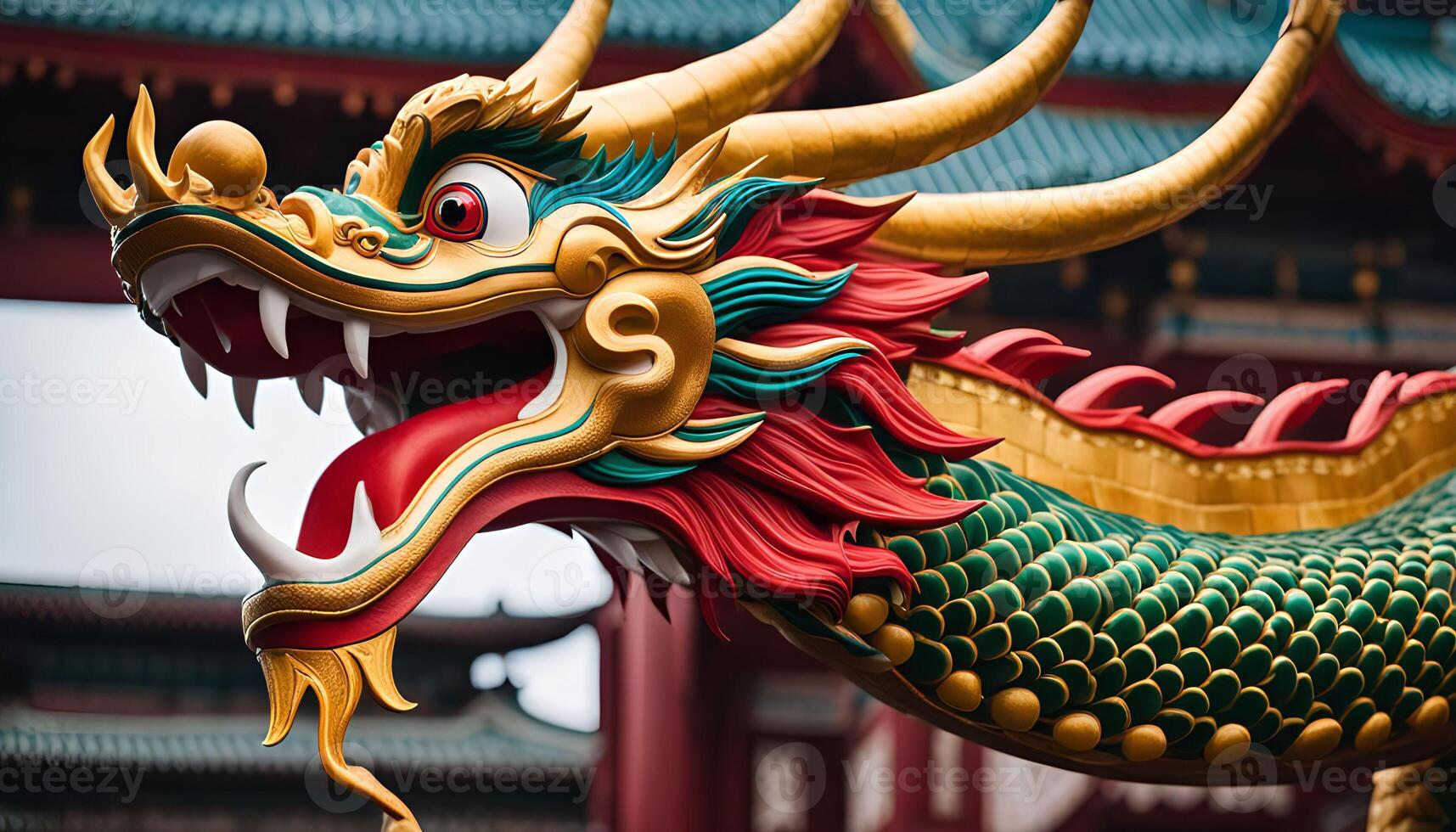 Golden Dragon Statue in China photo