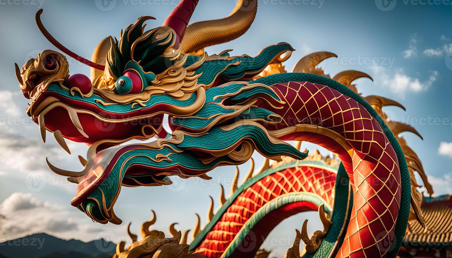 Dragon Statue in a Temple Setting photo