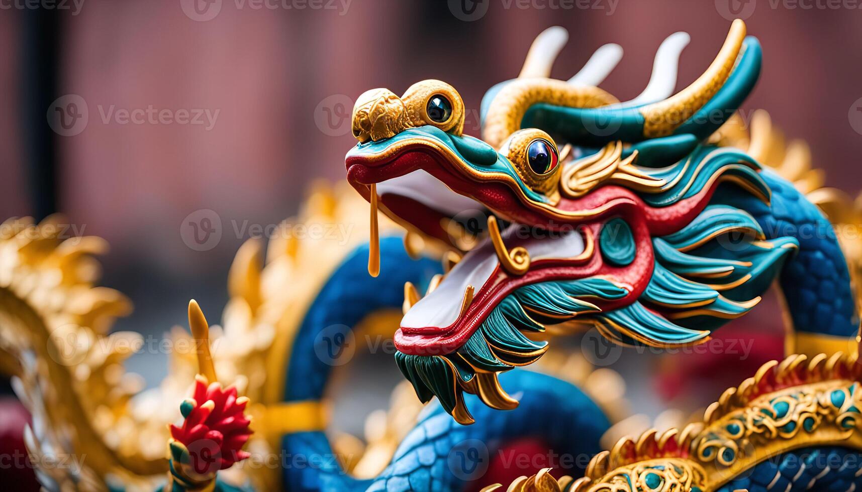 Close-up of a Colorful Dragon Statue photo