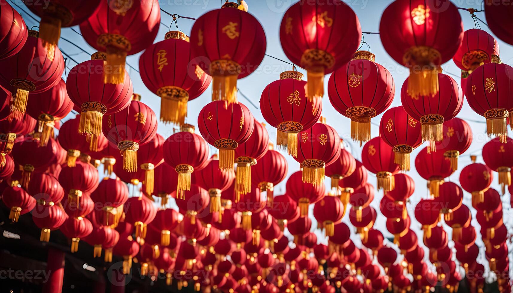 Red Lanterns Hanging In A Row photo