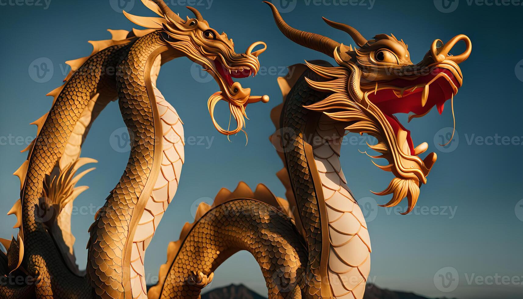 Two Golden Dragons in the Sky photo