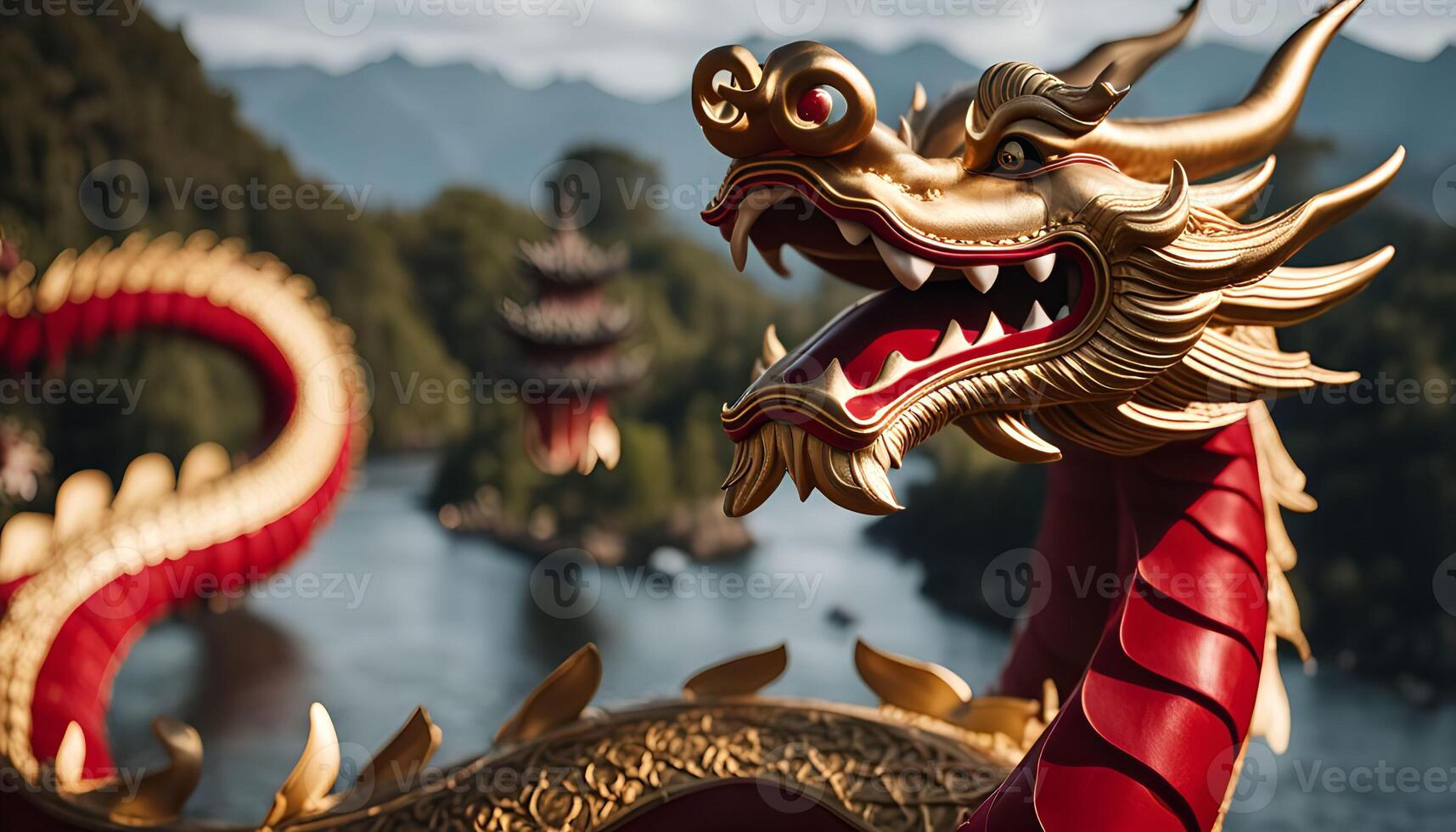 Golden Dragon Sculpture photo