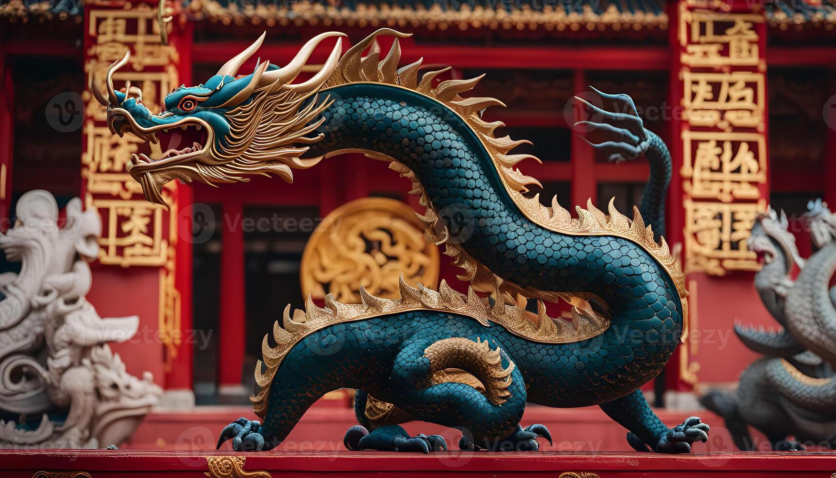 Dragon Statue in a Chinese Temple photo