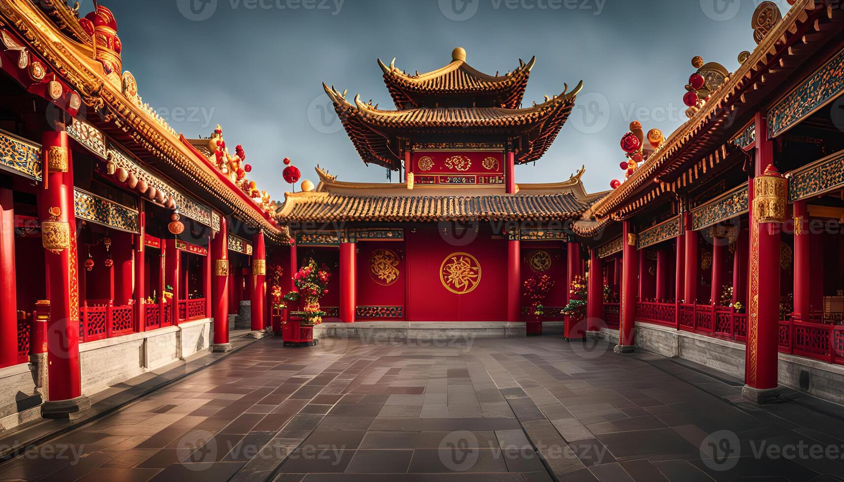 Chinese Temple Courtyard photo
