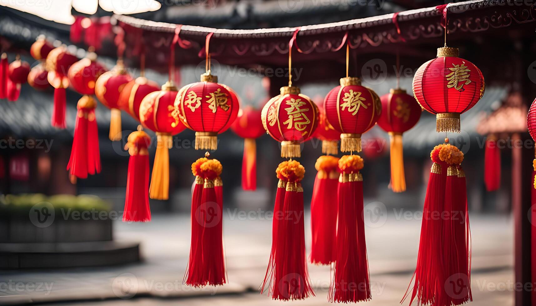 Red Lanterns Hanging in China photo
