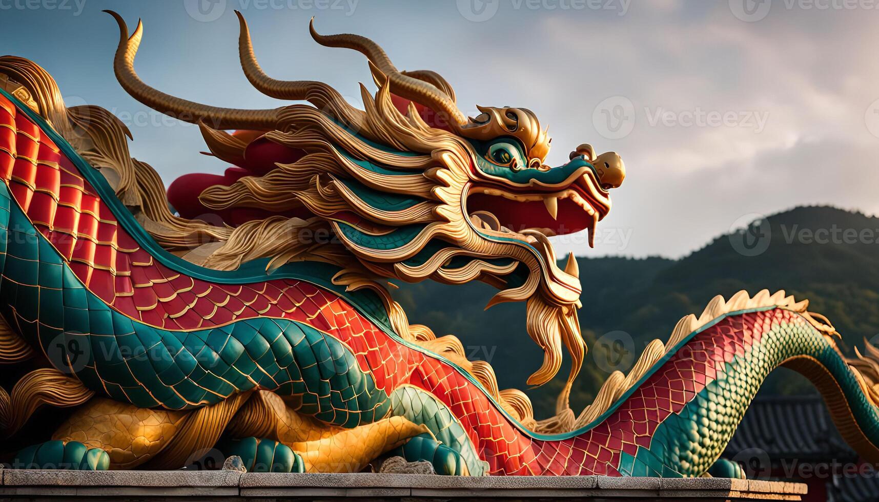 Golden Dragon Statue photo