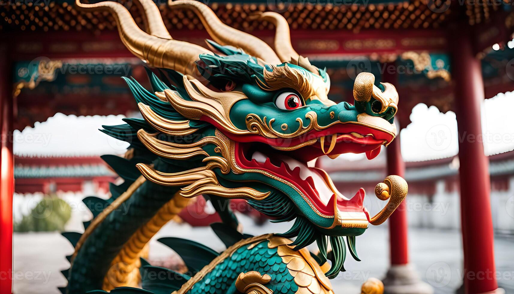 Dragon Statue in Temple photo