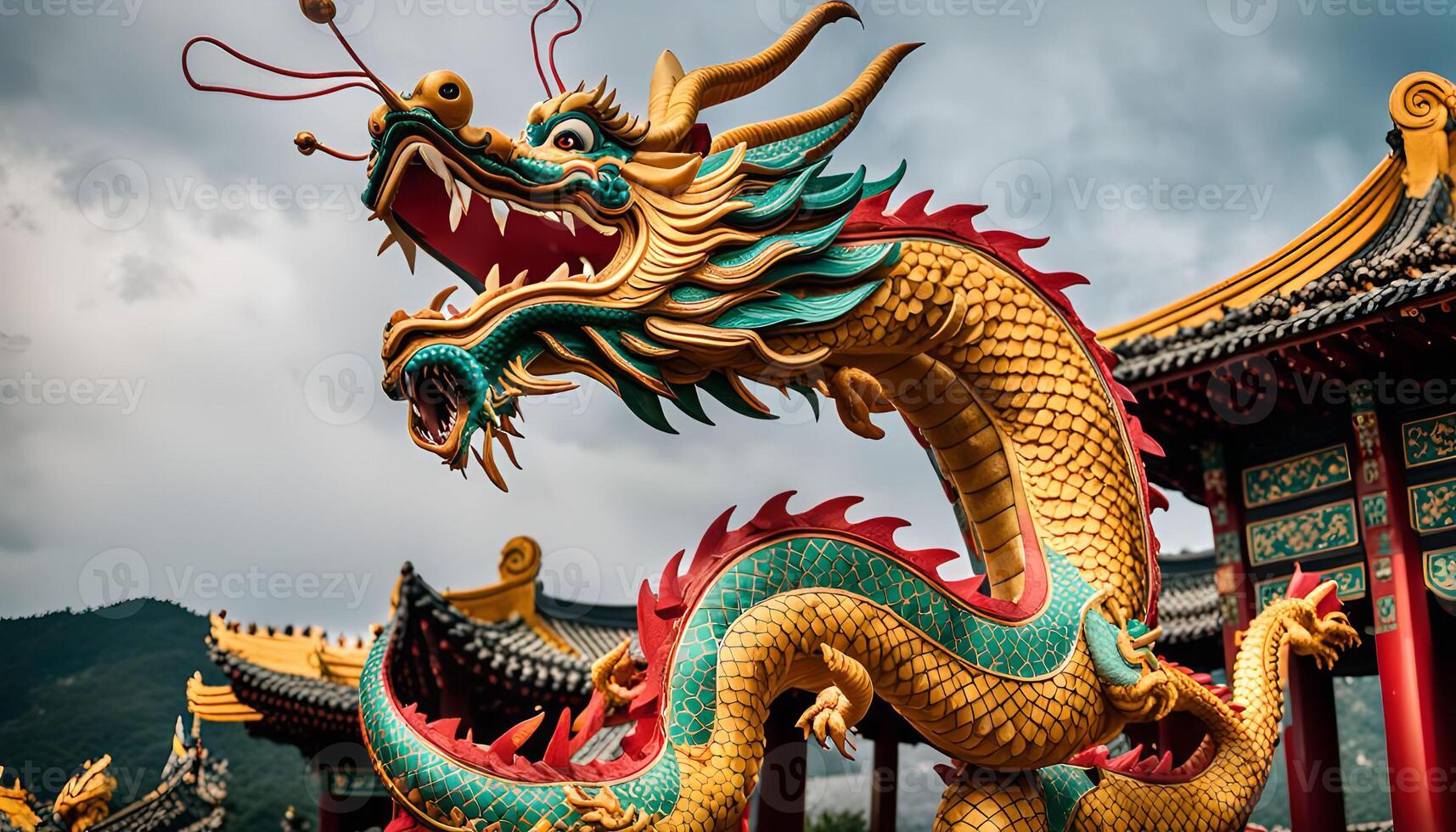 Dragon Statue in a Chinese Temple photo
