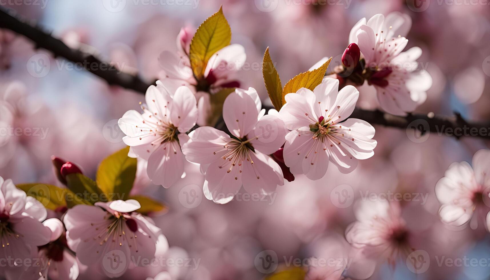 Delicate Pink Cherry Blossoms in Spring photo