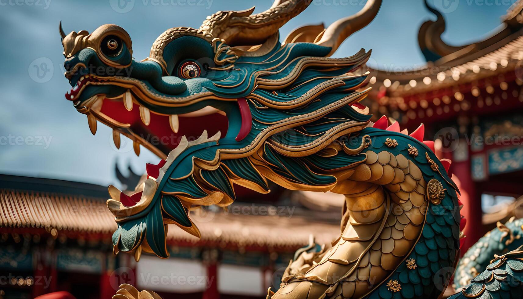 Golden Dragon Sculpture photo