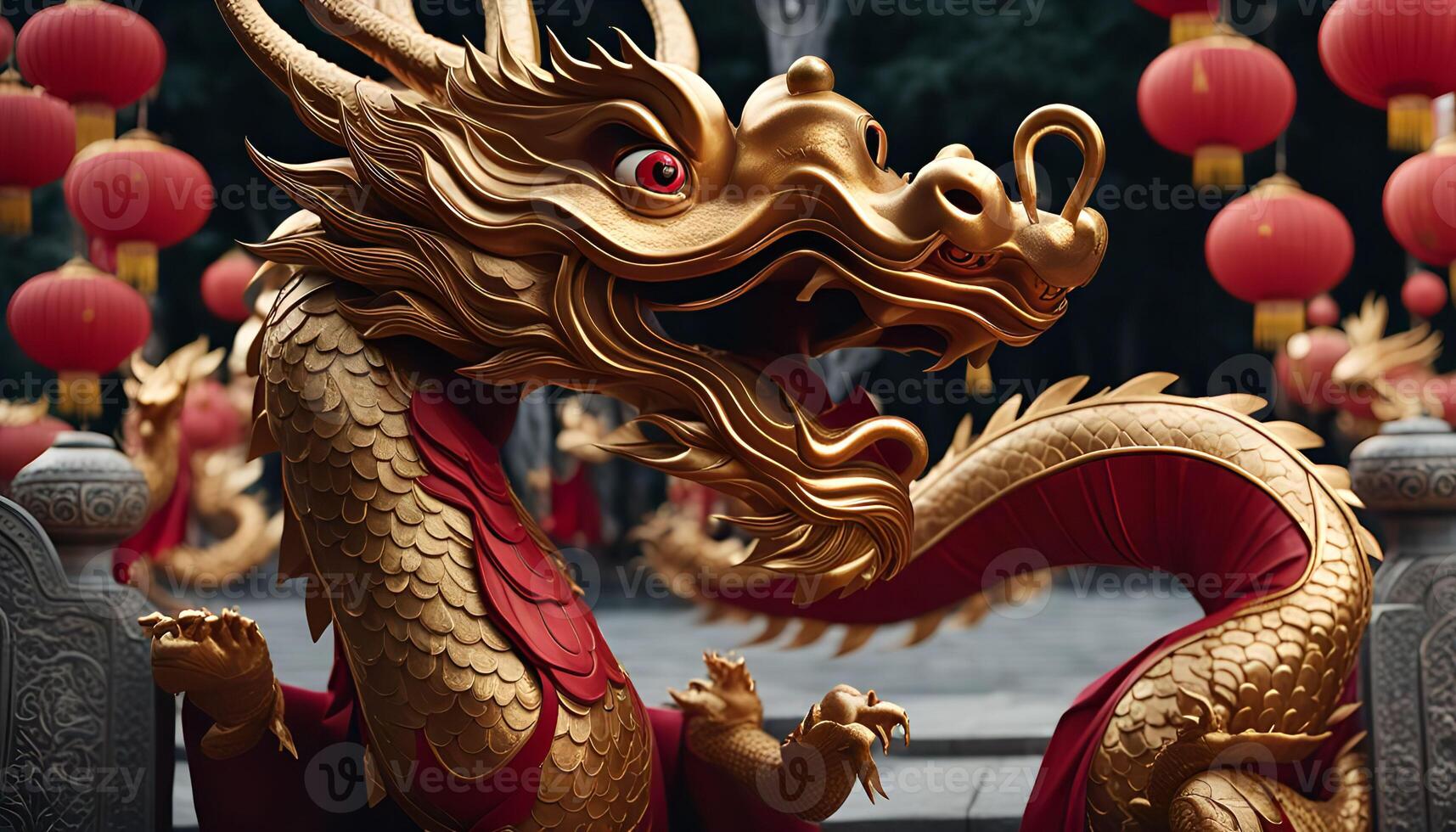 Golden Dragon Statue photo