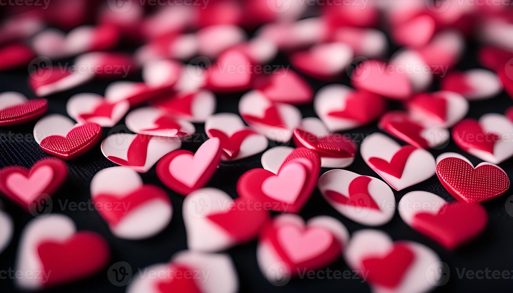 Red and Pink Hearts on Black Background photo