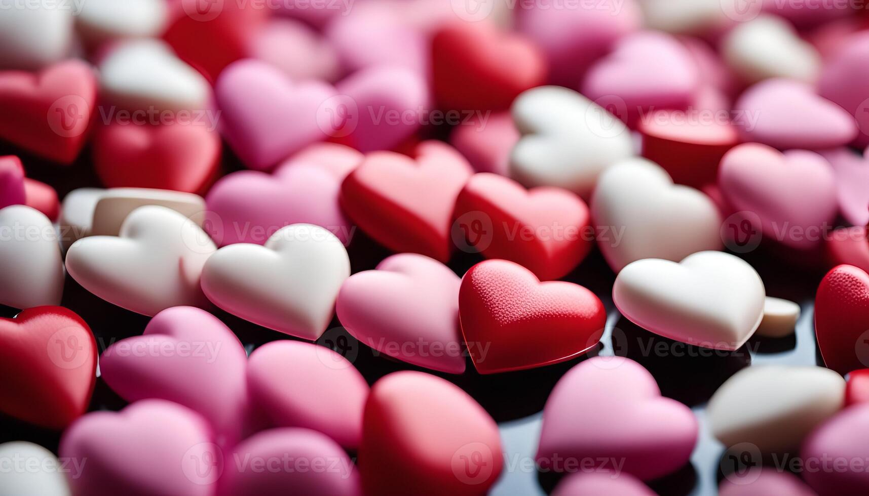 Close-up of Hearts Scattered on Black Surface photo