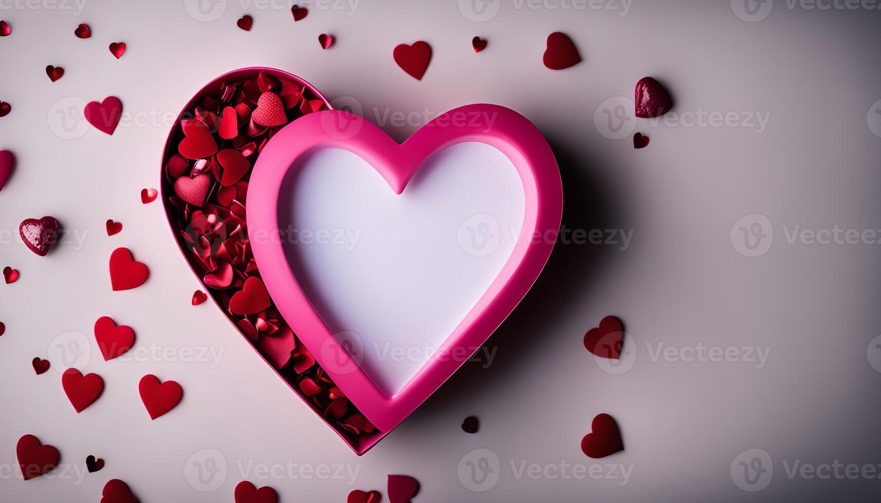 Pink Heart-Shaped Box with Red Hearts photo