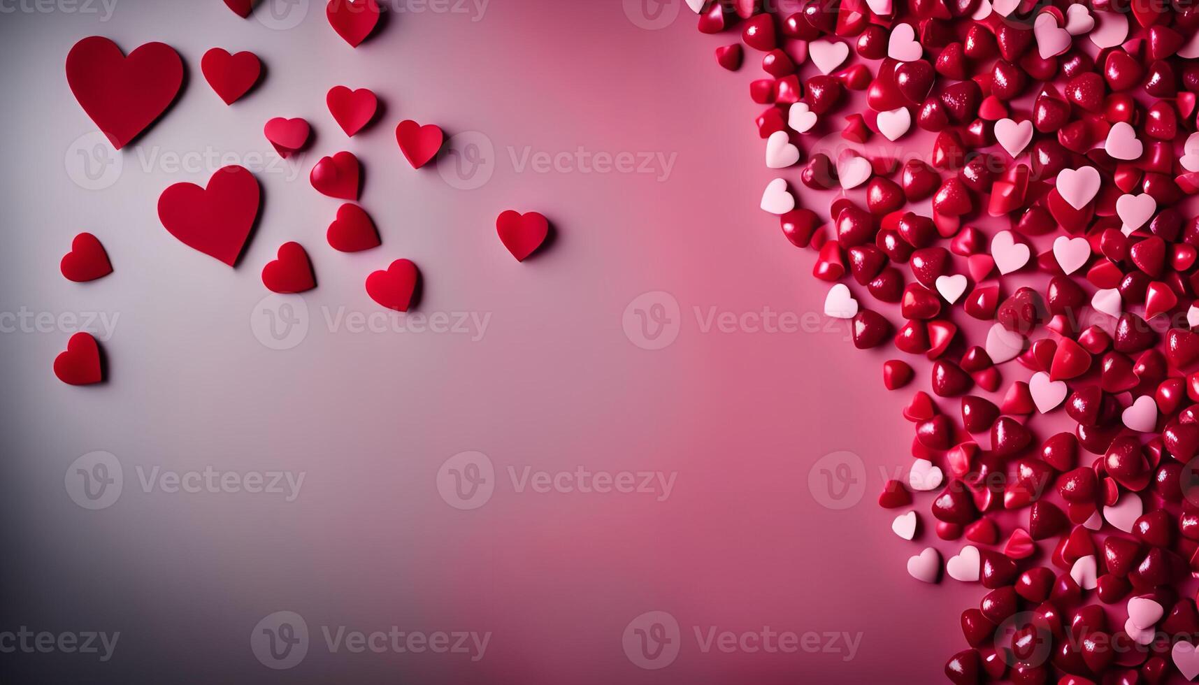 Red and Pink Hearts on Gradient Background photo